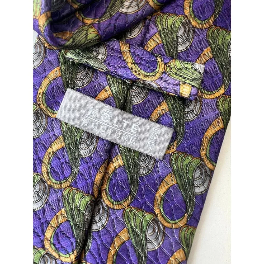 Kolte Couture Italy Limited Edition Silk Men's Neck Tie Purple Green SG